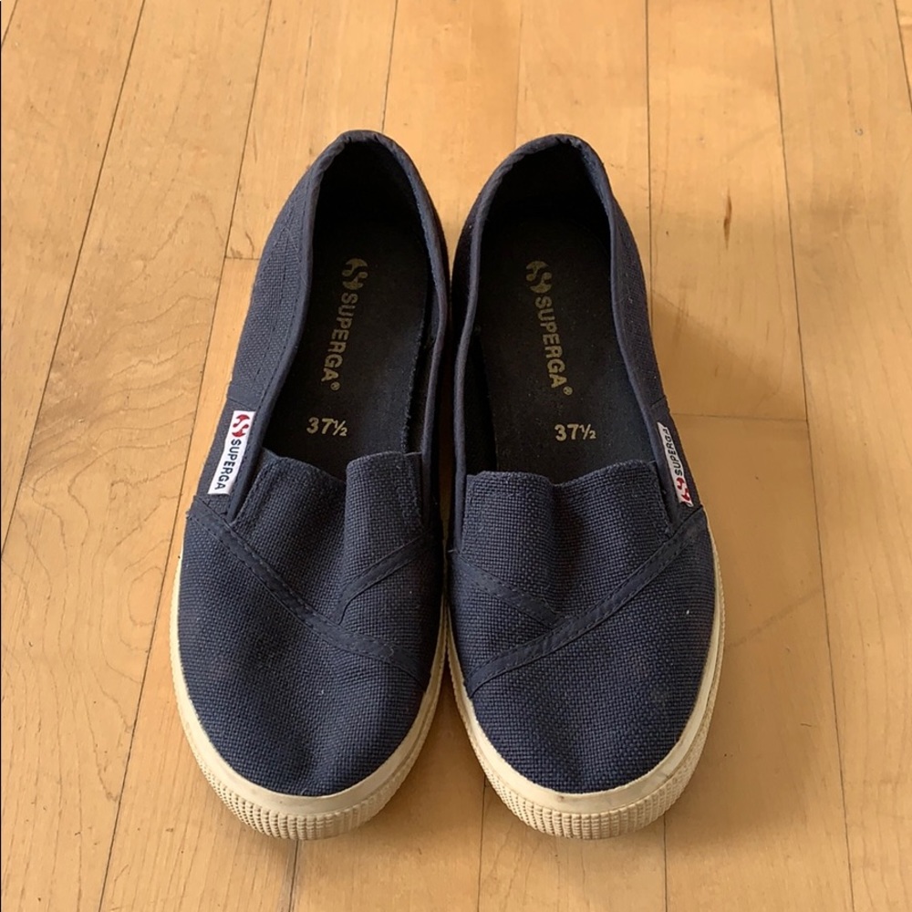 Superha cotu blue slip on 37.5